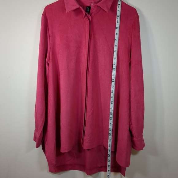 Ravel women's Hi/Lo back long sleeve button down pink shirt, size M - Picture 2 of 8